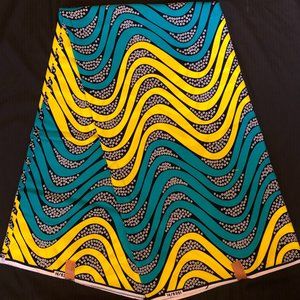 Teal Green, Yellow,Navy| African Print Fabric| 2Yd